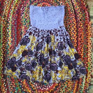 Free People Lavender Smocked Sweetheart Strapless Skater Dress